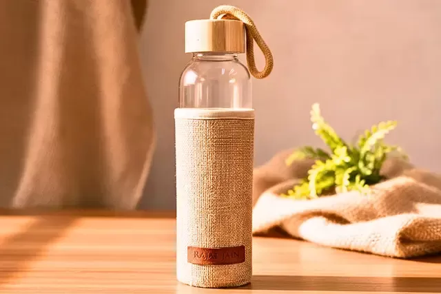Glass Bottle with Jute Sleeve